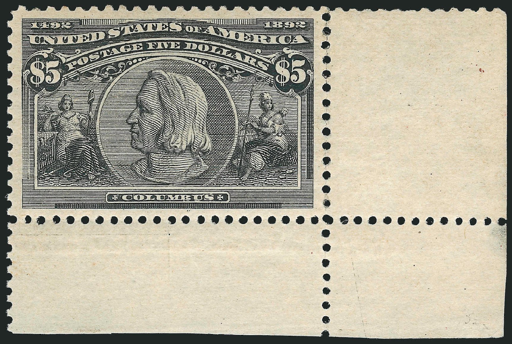 Costs of US Stamp Scott Catalogue # 245 - US$5.00 1893 Columbian Exposition. Robert Siegel Auction Galleries, Dec 2009, Sale 978, Lot 1076