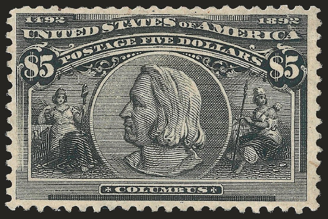 US Stamps Value Scott 245 - 1893 US$5.00 Columbian Exposition. Robert Siegel Auction Galleries, Apr 2010, Sale 984, Lot 626