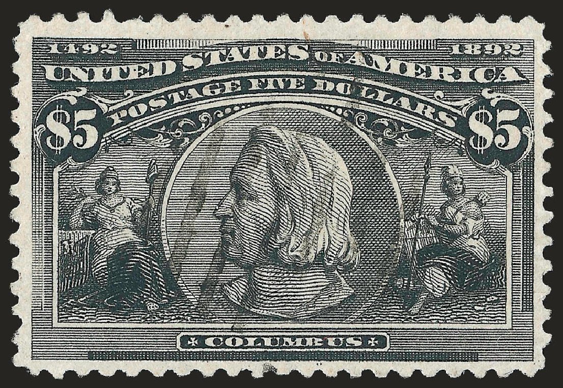 US Stamp Value Scott 245: 1893 US$5.00 Columbian Exposition. Robert Siegel Auction Galleries, Jun 2010, Sale 992, Lot 2346