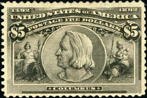 Cost of US Stamps Scott # 245: US$5.00 1893 Columbian Exposition. Spink Shreves Galleries, Jan 2015, Sale 150, Lot 126
