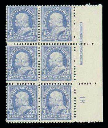 Value of US Stamp Scott Cat. 246 - 1c 1894 Franklin. Matthew Bennett International, Dec 2007, Sale 325, Lot 1771