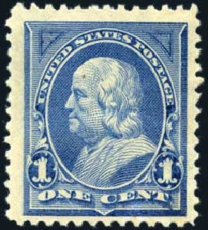 Value of US Stamp Scott Cat. 247 - 1c 1894 Franklin. Harmer-Schau Auction Galleries, Apr 2009, Sale 81, Lot 580