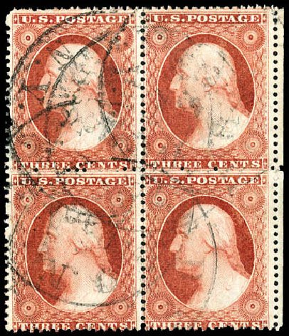 Costs of US Stamps Scott Catalogue 25 - 3c 1857 Washington. Matthew Bennett International, Dec 2008, Sale 330, Lot 1457