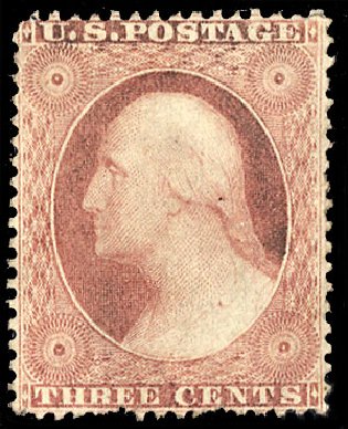 US Stamps Price Scott Catalogue #25: 1857 3c Washington. Cherrystone Auctions, Sep 2012, Sale 201209, Lot 27