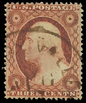 Costs of US Stamps Scott #25: 3c 1857 Washington. Daniel Kelleher Auctions, Sep 2013, Sale 639, Lot 3138