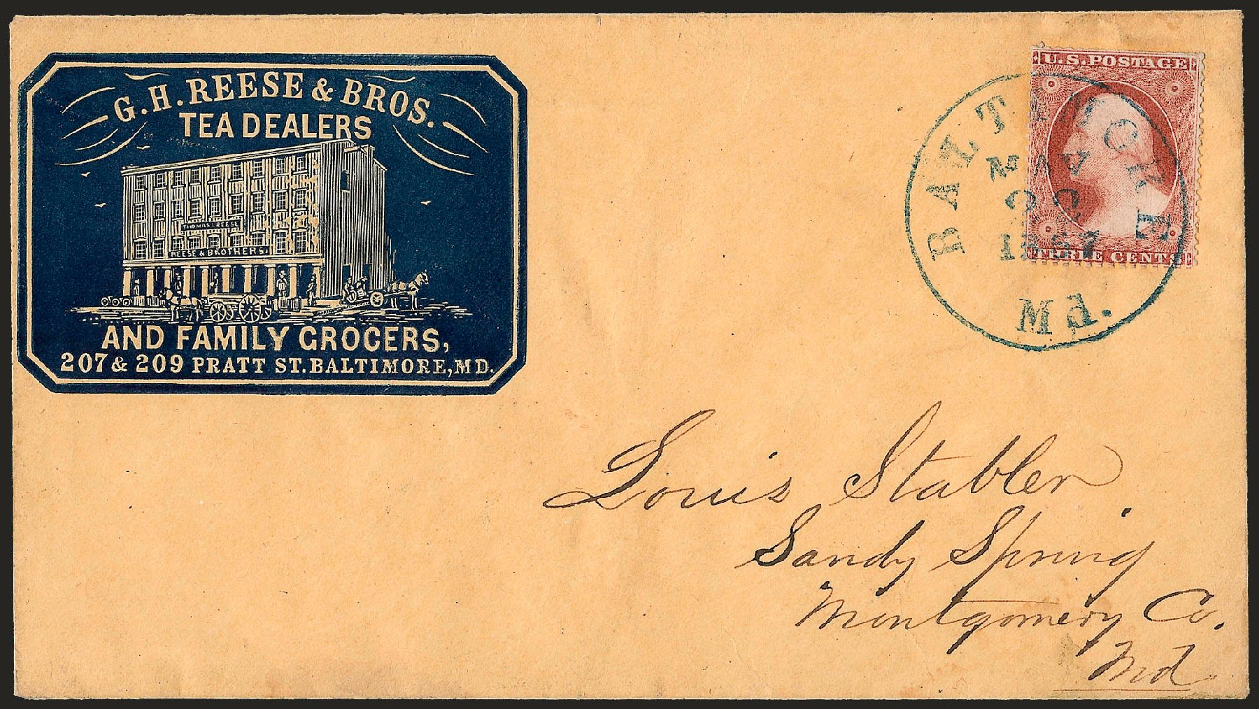 US Stamps Values Scott Catalog #25 - 1857 3c Washington. Robert Siegel Auction Galleries, Dec 2008, Sale 964, Lot 238