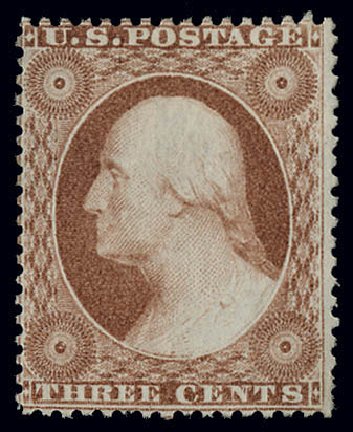 Values of US Stamp Scott Catalogue 25: 1857 3c Washington. Matthew Bennett International, Jun 2008, Sale 328, Lot 509