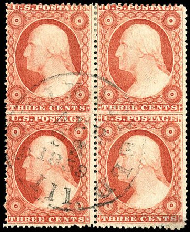 US Stamp Price Scott Cat. # 25 - 3c 1857 Washington. Matthew Bennett International, Dec 2008, Sale 330, Lot 1459