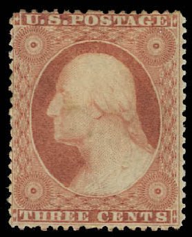 US Stamps Price Scott Catalogue #25: 3c 1857 Washington. Daniel Kelleher Auctions, Aug 2012, Sale 631, Lot 709