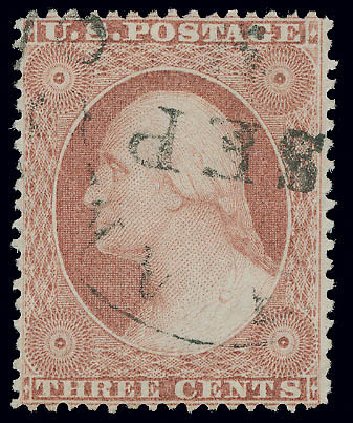 Prices of US Stamp Scott Catalog 25 - 3c 1857 Washington. Matthew Bennett International, Jun 2008, Sale 328, Lot 510