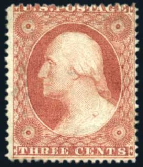 Costs of US Stamps Scott Cat. # 25: 3c 1857 Washington. Harmer-Schau Auction Galleries, Feb 2010, Sale 84, Lot 1300