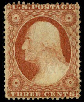 US Stamps Price Scott Cat. # 25 - 1857 3c Washington. Daniel Kelleher Auctions, Apr 2013, Sale 636, Lot 70