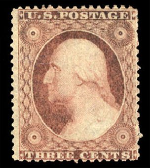 US Stamps Price Scott Catalog # 25: 3c 1857 Washington. Cherrystone Auctions, Mar 2010, Sale 201003, Lot 41