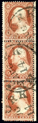 US Stamp Values Scott Cat. #25 - 3c 1857 Washington. Matthew Bennett International, Dec 2008, Sale 330, Lot 1454
