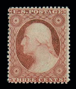 Costs of US Stamps Scott Catalog 25: 3c 1857 Washington. Matthew Bennett International, Dec 2007, Sale 325, Lot 1455