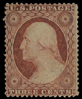 Prices of US Stamps Scott Catalogue #25: 3c 1857 Washington. Cherrystone Auctions, Apr 2010, Sale 201004, Lot 65