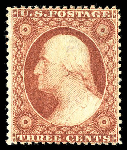 US Stamp Value Scott Catalogue 25 - 1857 3c Washington. Matthew Bennett International, Sep 2012, Sale 345, Lot 52