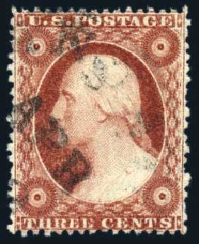 Prices of US Stamps Scott Catalog 25 - 1857 3c Washington. Harmer-Schau Auction Galleries, Jun 2008, Sale 78, Lot 1272