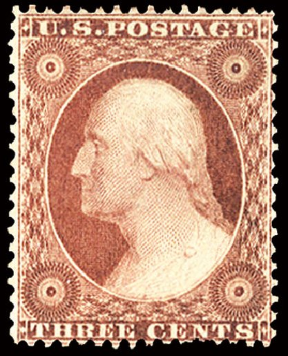 Values of US Stamps Scott # 25: 1857 3c Washington. Cherrystone Auctions, Nov 2008, Sale 200811, Lot 1016