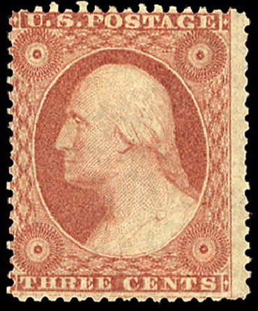 US Stamp Values Scott Catalog # 25 - 3c 1857 Washington. Cherrystone Auctions, Jun 2010, Sale 201006, Lot 6