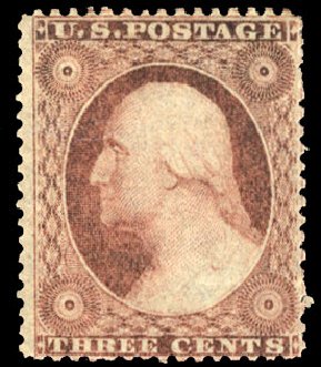 Values of US Stamp Scott Cat. #25: 1857 3c Washington. Cherrystone Auctions, Jun 2012, Sale 201206, Lot 26