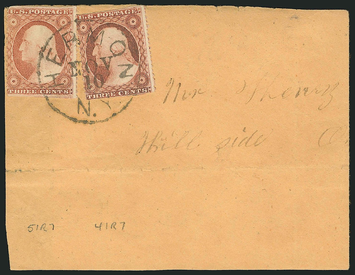 US Stamp Values Scott Catalog 25: 1857 3c Washington. Robert Siegel Auction Galleries, Dec 2008, Sale 964, Lot 246
