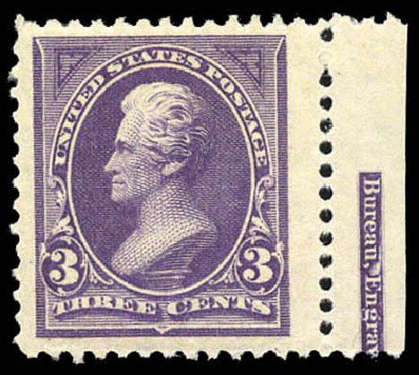 US Stamp Values Scott Catalog 253 - 1894 3c Jackson. Matthew Bennett International, Mar 2011, Sale 337, Lot 2698