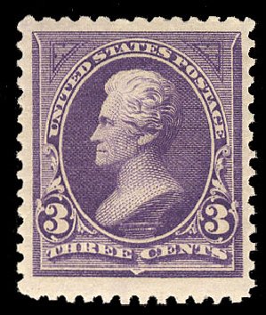 US Stamps Values Scott Catalog 253 - 1894 3c Jackson. Cherrystone Auctions, Jul 2010, Sale 201007, Lot 41