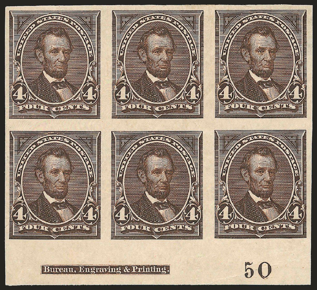 Values of US Stamps Scott Catalog #254 - 4c 1894 Lincoln. Robert Siegel Auction Galleries, Dec 2009, Sale 977, Lot 317