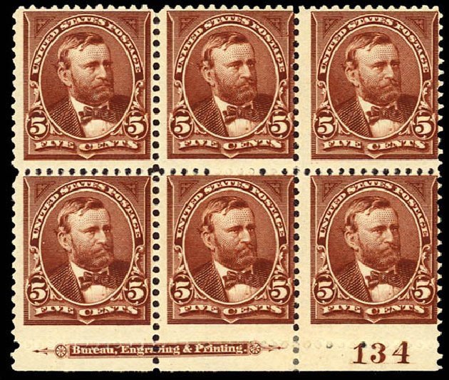 Values of US Stamp Scott Catalogue #255: 1894 5c Grant. Daniel Kelleher Auctions, Dec 2012, Sale 633, Lot 472