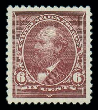 Costs of US Stamp Scott Catalogue #256: 6c 1894 Garfield. Matthew Bennett International, Oct 2007, Sale 322, Lot 2107