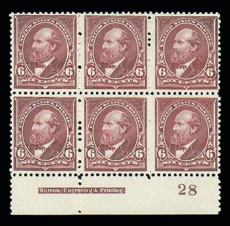 US Stamp Values Scott Cat. # 256 - 1894 6c Garfield. Matthew Bennett International, Dec 2007, Sale 325, Lot 1787