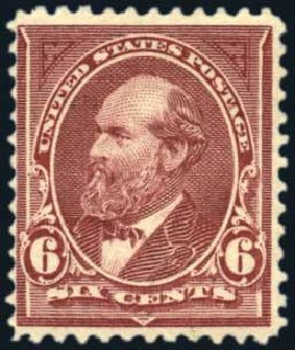 Value of US Stamps Scott Cat. #256: 1894 6c Garfield. Harmer-Schau Auction Galleries, Oct 2010, Sale 87, Lot 224