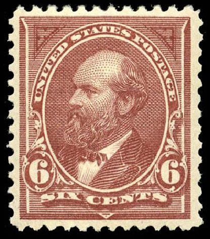 Values of US Stamp Scott Cat. 256: 6c 1894 Garfield. Matthew Bennett International, Apr 2008, Sale 326, Lot 245