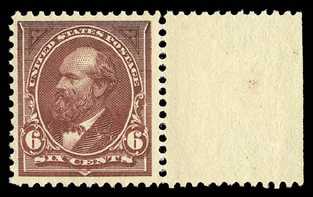 US Stamp Value Scott Cat. 256: 6c 1894 Garfield. Matthew Bennett International, Sep 2012, Sale 345, Lot 275