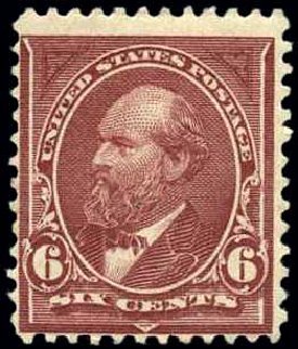 US Stamp Value Scott Catalogue 256 - 6c 1894 Garfield. Harmer-Schau Auction Galleries, Oct 2008, Sale 79, Lot 145