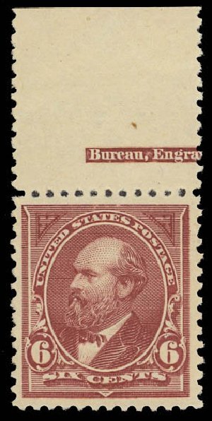 Values of US Stamp Scott Cat. #256 - 1894 6c Garfield. Daniel Kelleher Auctions, Jun 2012, Sale 630, Lot 1585