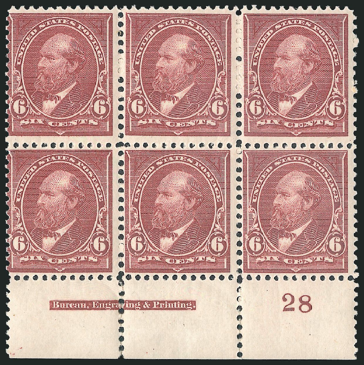 Price of US Stamp Scott Cat. # 256 - 6c 1894 Garfield. Robert Siegel Auction Galleries, Oct 2011, Sale 1014, Lot 1585