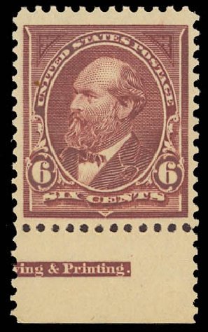 US Stamp Price Scott Cat. 256: 1894 6c Garfield. Daniel Kelleher Auctions, Jun 2012, Sale 630, Lot 1586