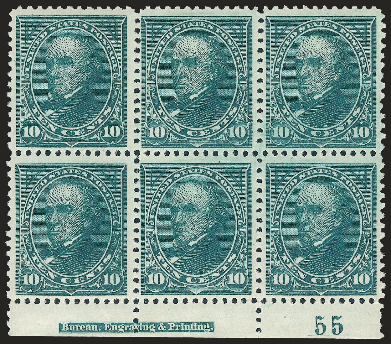 US Stamp Values Scott Catalog # 258: 1894 10c Webster. Robert Siegel Auction Galleries, Jun 2009, Sale 973, Lot 163