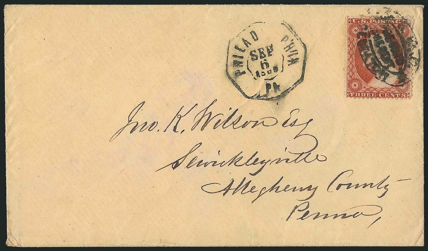 US Stamps Value Scott Cat. #26: 3c 1857 Washington. Robert Siegel Auction Galleries, Oct 2010, Sale 996, Lot 3247