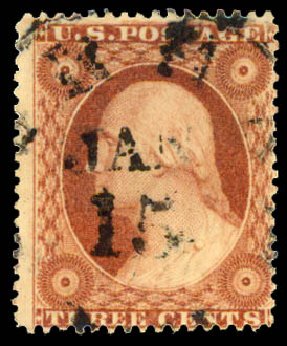 US Stamp Value Scott Catalogue #26: 3c 1857 Washington. Daniel Kelleher Auctions, May 2015, Sale 669, Lot 2448