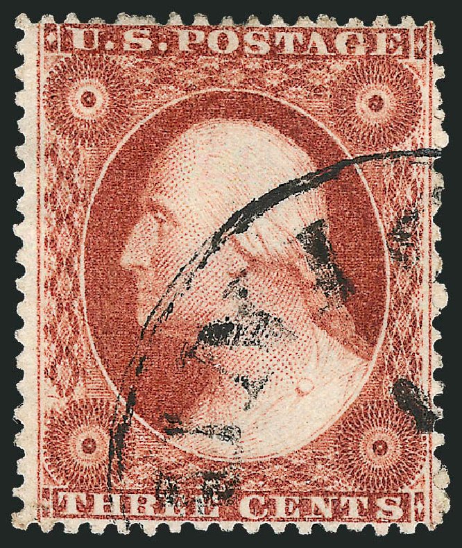 US Stamps Values Scott Cat. 26: 1857 3c Washington. Robert Siegel Auction Galleries, Dec 2008, Sale 964, Lot 261