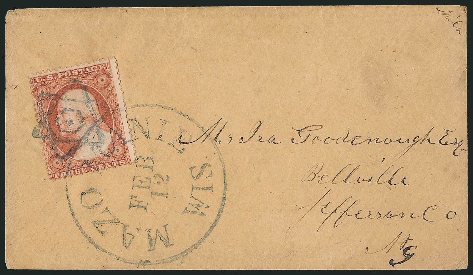 US Stamps Prices Scott Cat. 26: 3c 1857 Washington. Robert Siegel Auction Galleries, Oct 2010, Sale 996, Lot 3254