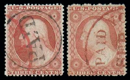 Prices of US Stamps Scott 26 - 1857 3c Washington. Matthew Bennett International, Dec 2007, Sale 323, Lot 125