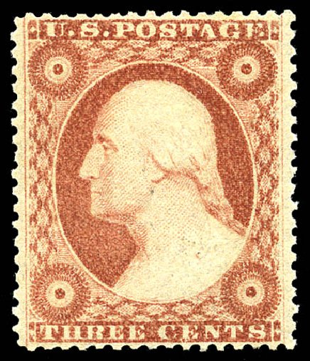 Value of US Stamp Scott Catalog # 26: 3c 1857 Washington. Matthew Bennett International, May 2014, Sale 350, Lot 55