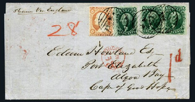 US Stamps Prices Scott Cat. #26 - 3c 1857 Washington. Harmer-Schau Auction Galleries, Aug 2014, Sale 102, Lot 1665