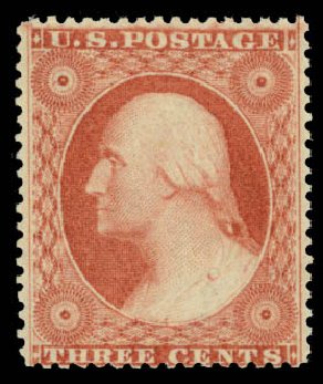 Value of US Stamps Scott Cat. #26: 3c 1857 Washington. Daniel Kelleher Auctions, Sep 2014, Sale 655, Lot 175