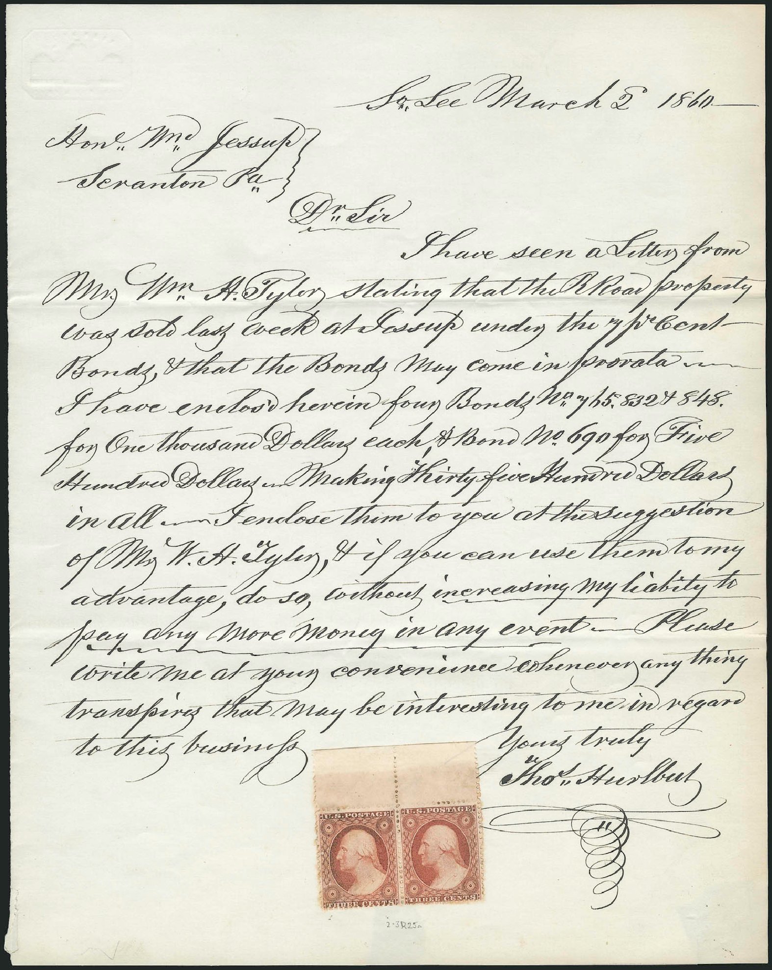 Cost of US Stamp Scott Cat. # 26 - 3c 1857 Washington. Robert Siegel Auction Galleries, Oct 2010, Sale 996, Lot 3255