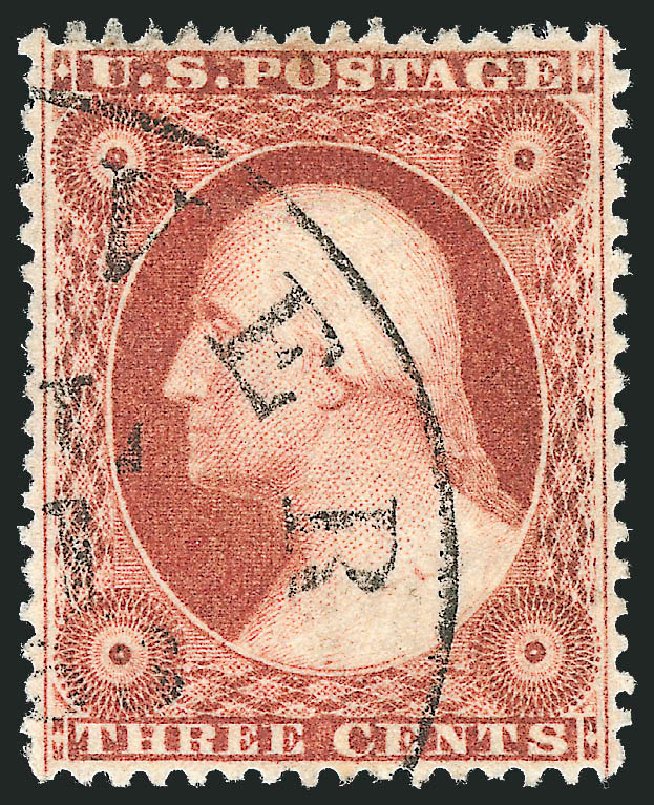 US Stamps Values Scott Cat. 26: 1857 3c Washington. Robert Siegel Auction Galleries, Dec 2012, Sale 1037, Lot 1472